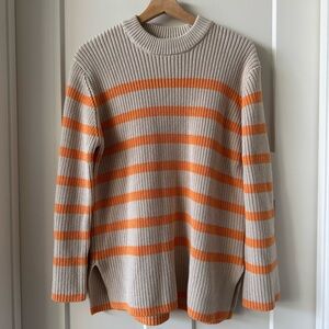 Kaffe Orange Stripe Cotton Blend Sweater size Small